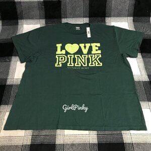 vs PINK campus tee SHIRT SLEEVE IN CORE DEEP FOREST LIMITED EDITION SIZES XS-XXL